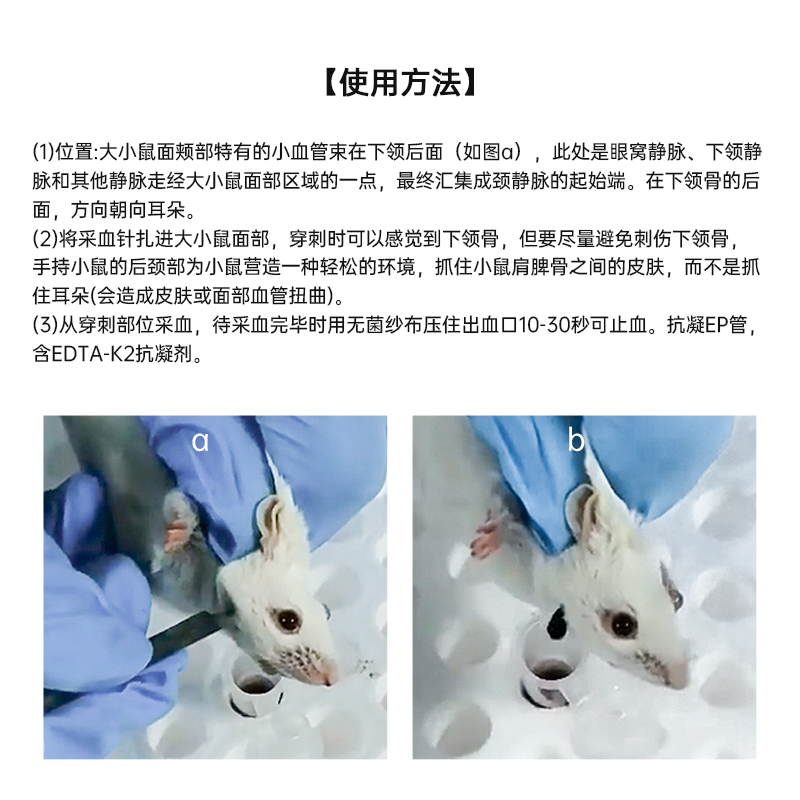 Tigergene小鼠颌下静脉采血针 脸部脸颊面部静脉三角形采血针图2