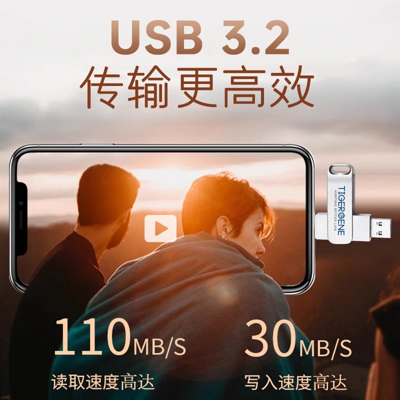 Tigergene Type-C两用U盘 双接口 64G+USB3.2图2