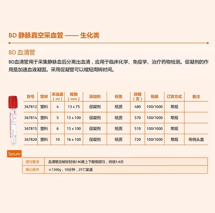 BD 367812   4ml血清促凝真空红盖管   |367814  5ml血清促凝真空红盖管    |367815  6ml血清促凝真空红盖管    |367820  10ml血清促凝真空红盖管图2