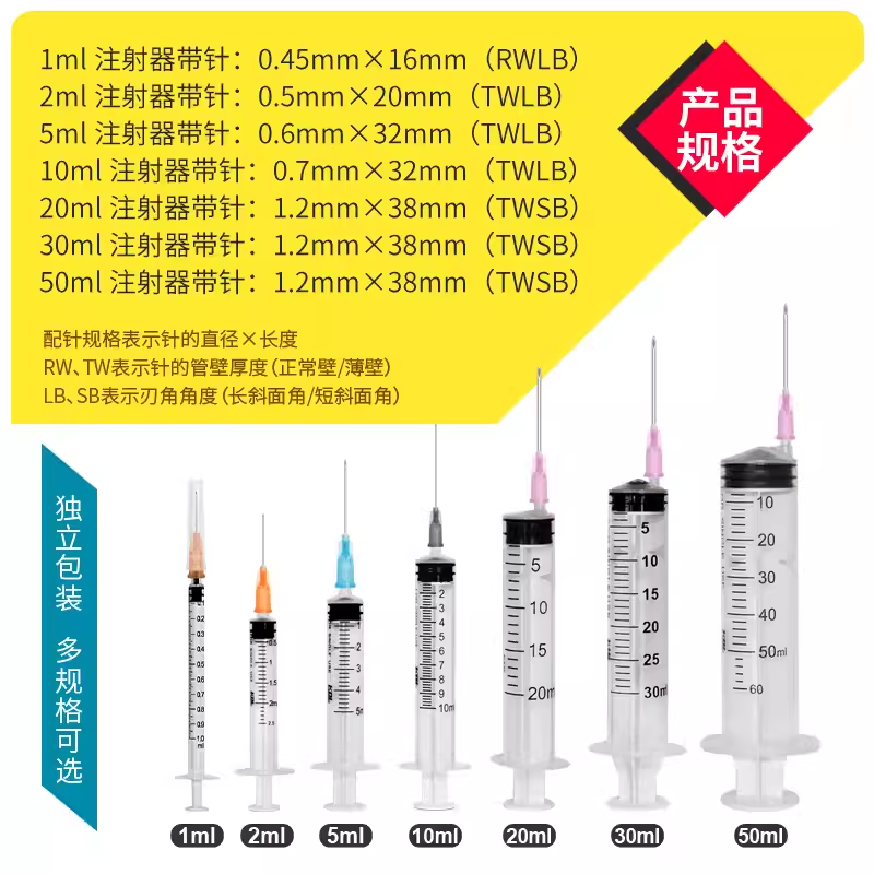 康德莱注射器中盒一次性医用1/2/5/10/20/50ml针管打针器图5